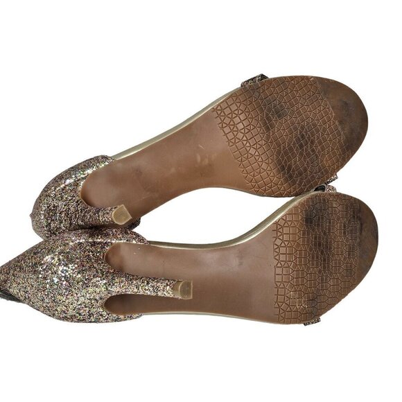 14th and Union Glittery Metallic Strappy Stiletto High Heel Sandals Women 9.5M - Picture 4 of 8